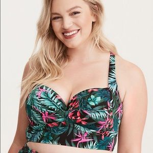 TROPICAL PRINT TWIST FRONT BIKINI TOP